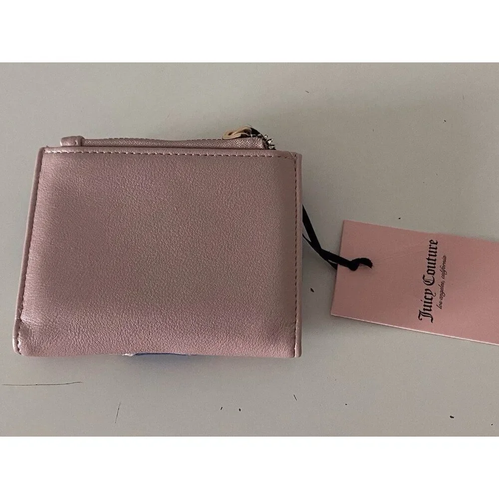 Juicy Couture Retro Vibe Bifold Wallet Pull Out Card Case Regal‎ Blue Velour NEW